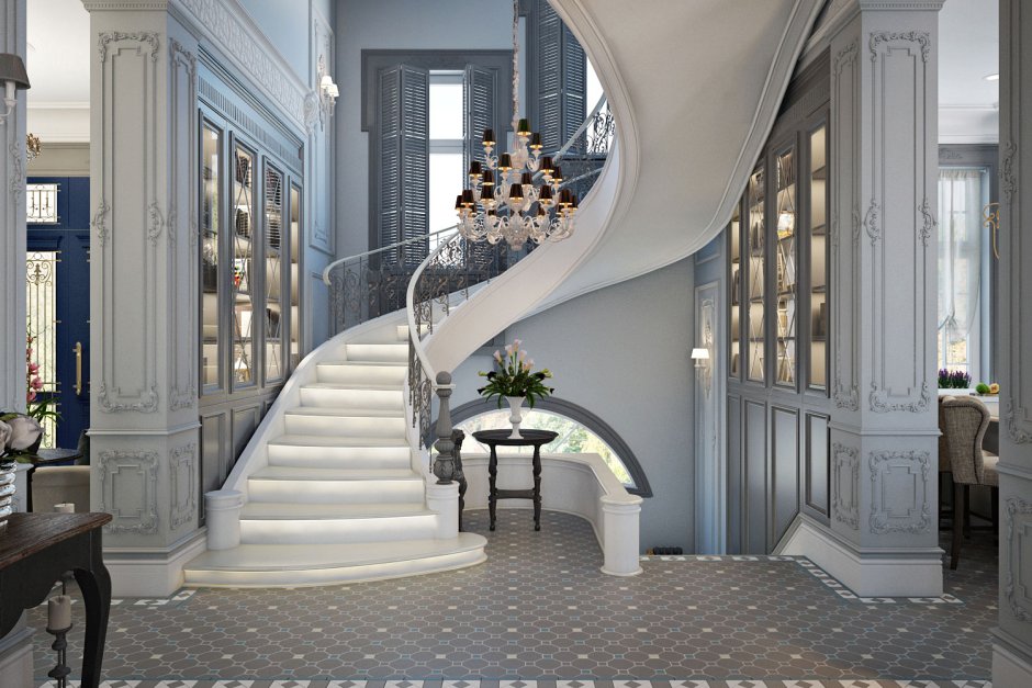 Лестница в современном классическом стиле