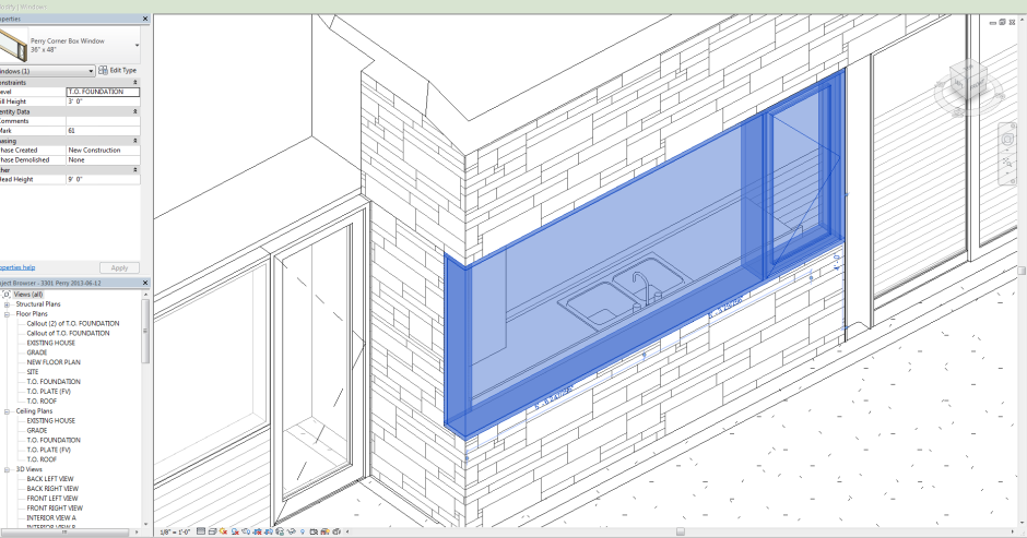 Модель окна Revit