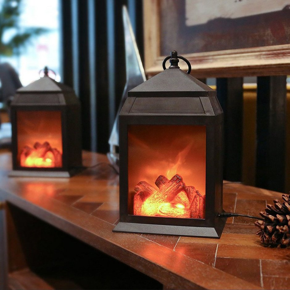 Fireplace led Lantern настольный камин