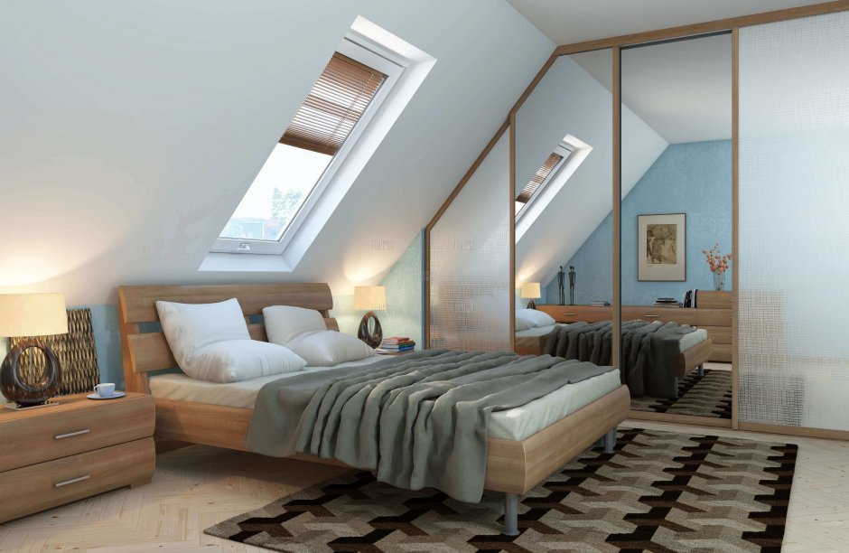 Дизайн интерьера мансардных спален