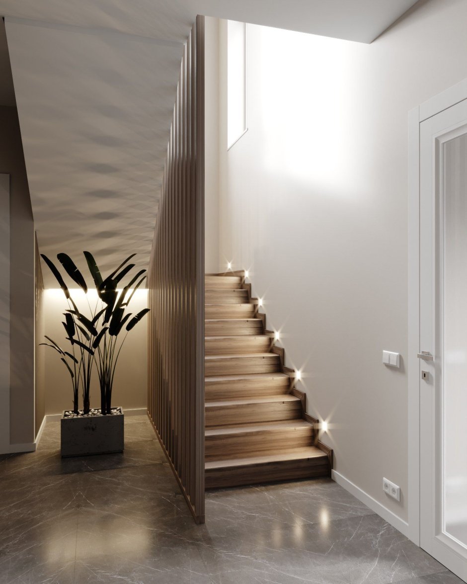 Освещение лестницы в доме интерьер