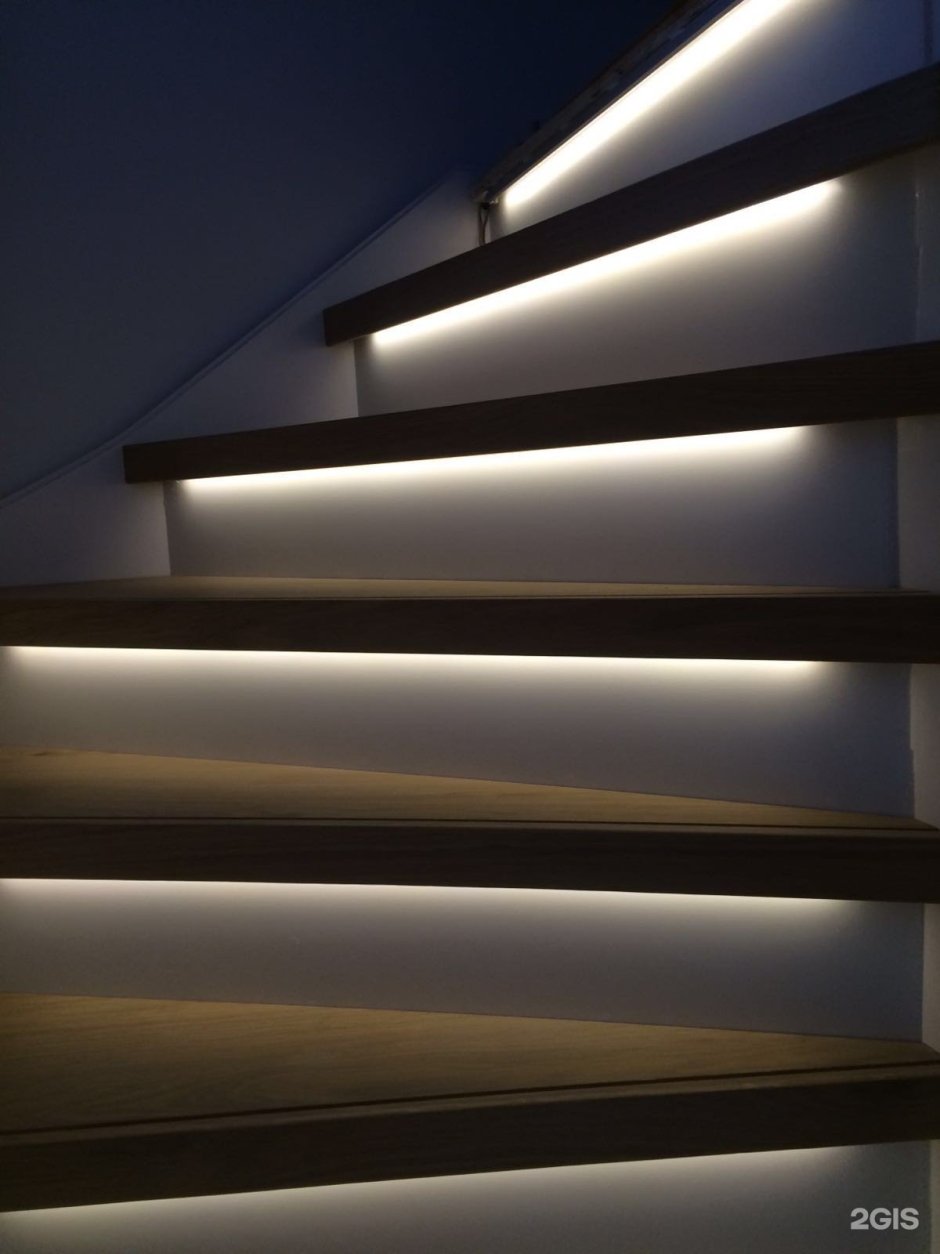 Led подсветка ступеней лестницы светодиодная лента