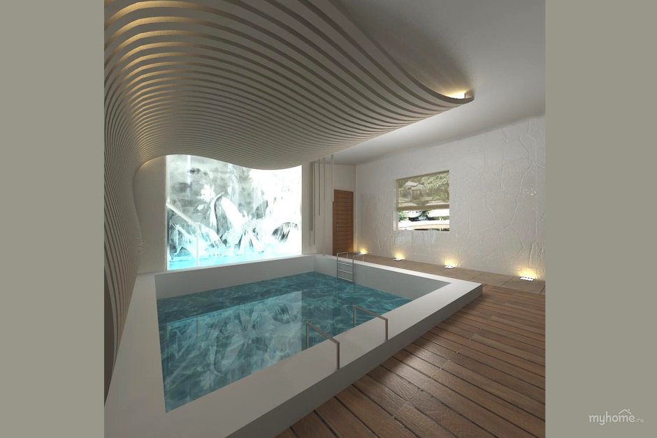 Проект бани с бассейном в стиле Модерн