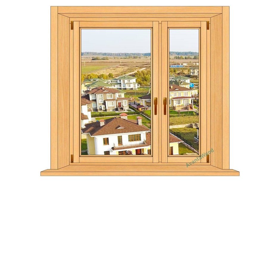 Окно двухстворчатое деревянное
