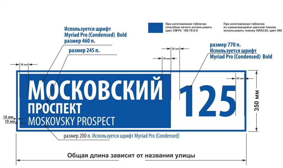 Адресная табличка Размеры