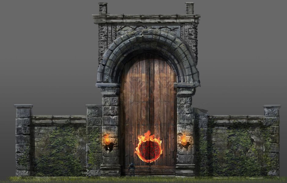 Средневековые ворота в крепость вектор
