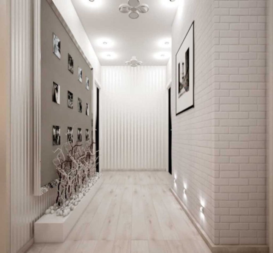 Дизайн длинного коридора в доме