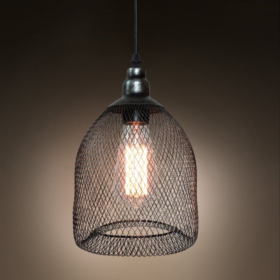 Люстра Rustic 3-Light Metal Cage Grey Pendant Lamp