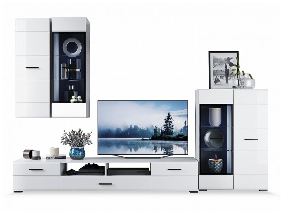 Стенка Ким белый глянец сонома