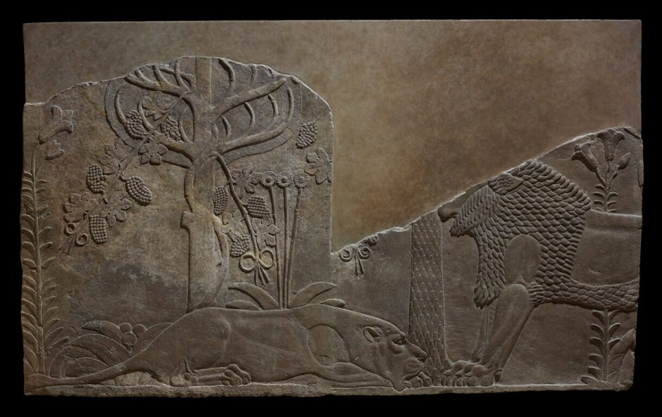 Ассирийский царь Ашшурбанипал древний рельеф