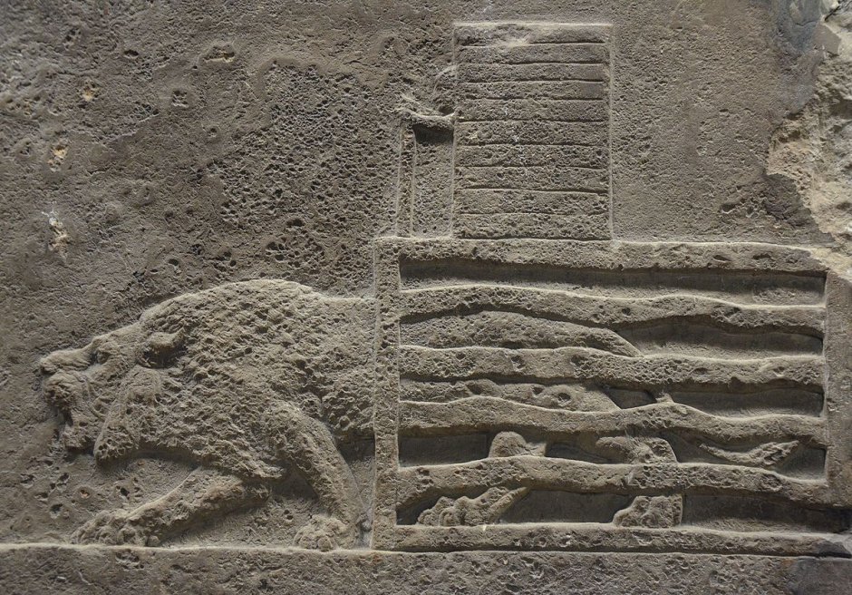 Охота ассирийского царя на Львов древний рельеф