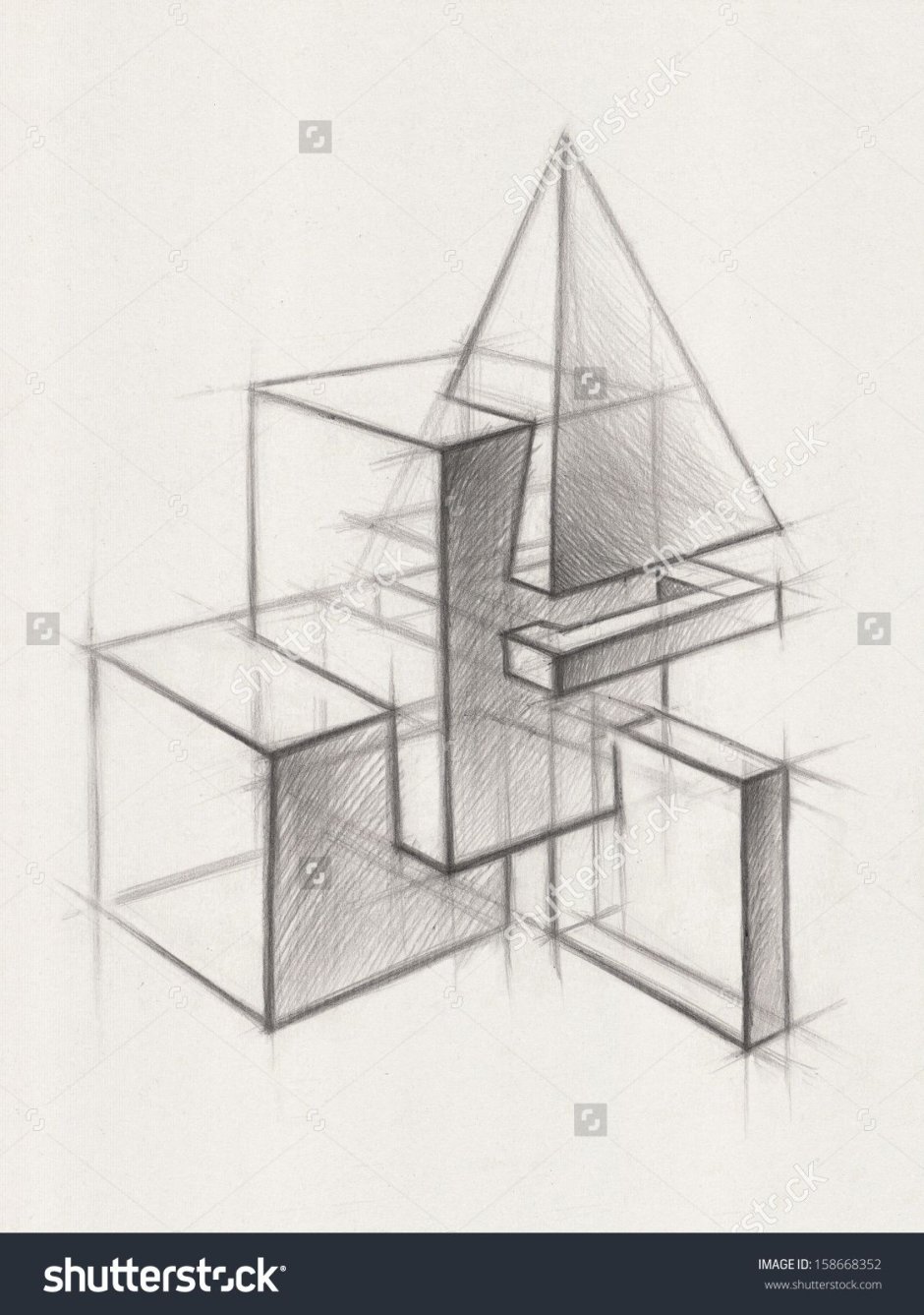Натюрморт из геометрических фигур (куб, Призма)