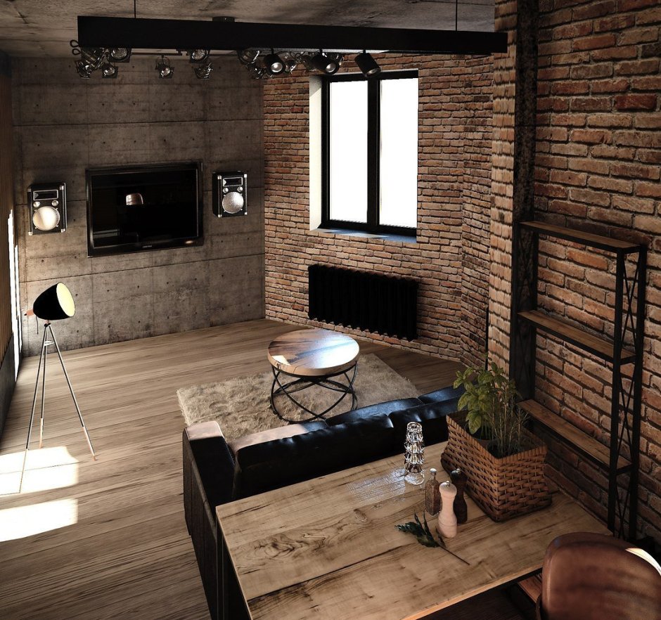 Loft Interior Design кирпич