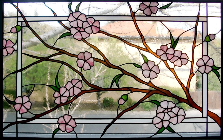 Узор окна стекло фреска природа