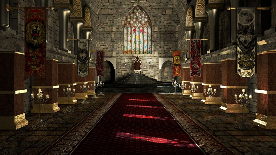 Средневековый замок внутри Тронный зал