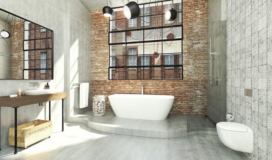 Керамическая плитка для ванной комнаты в стиле лофт