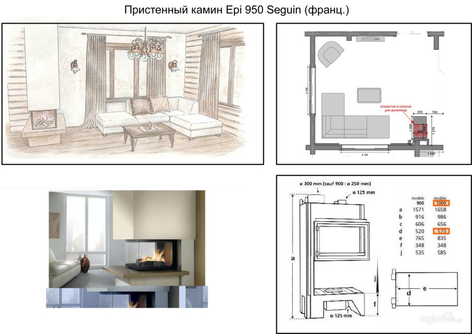 Гостиная с камином схема