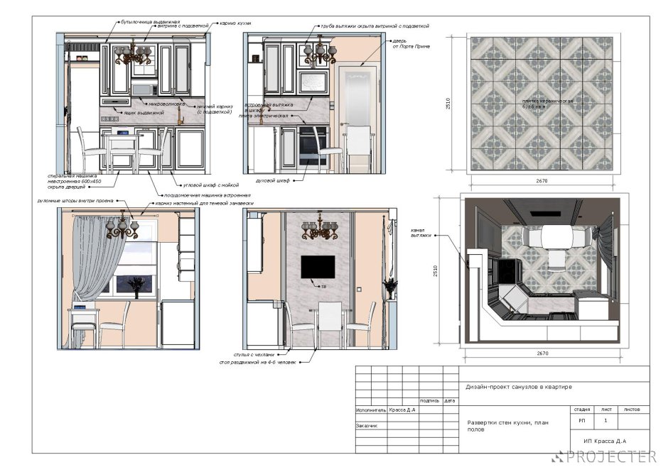 Развертка стен кухни проект