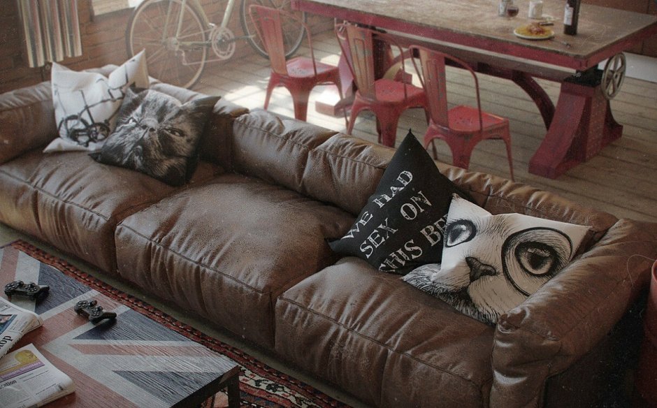 Подушки для дивана в стиле лофт