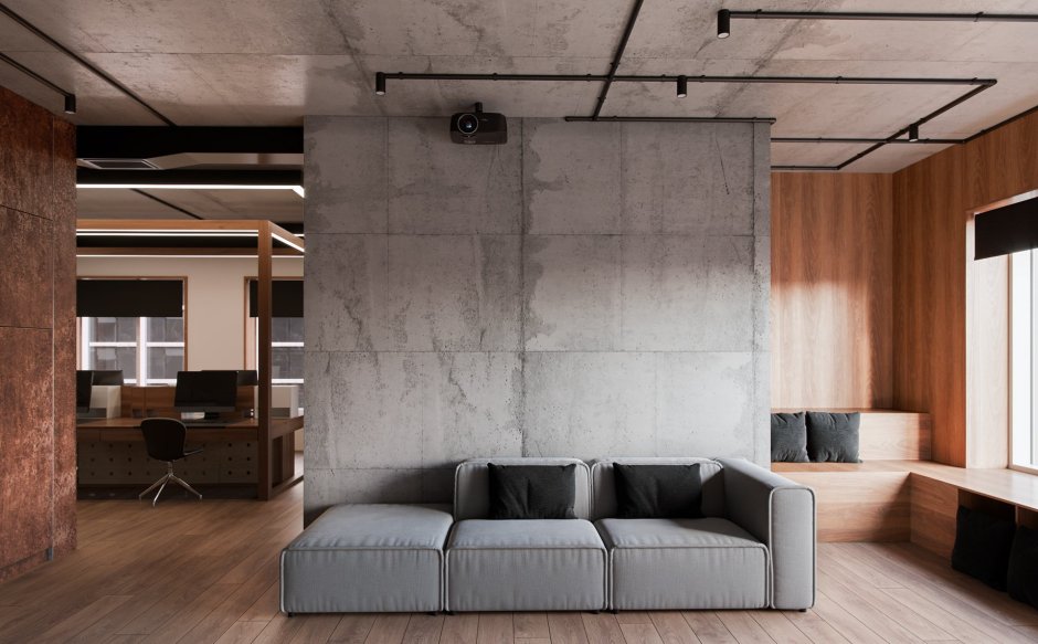 Квартира студия урбанизм бетон