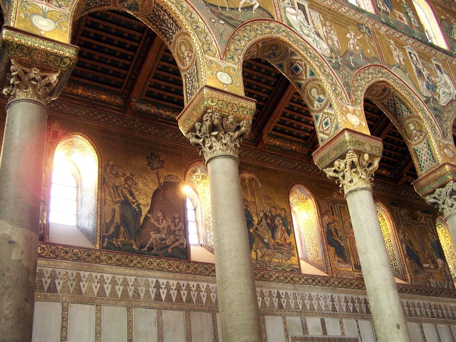Кафедральный собор в Монреале Сицилия кружевная мраморная отделка