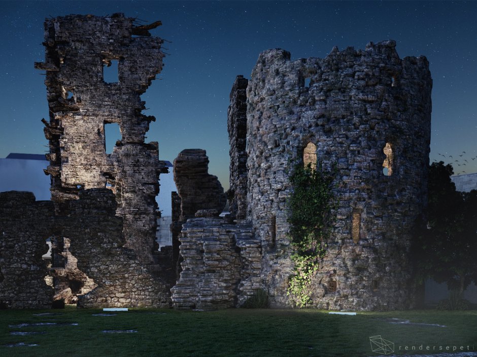 Развалины замка ночью
