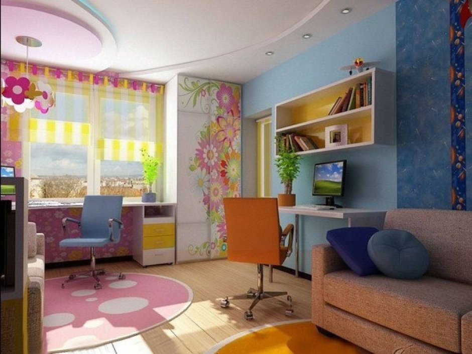 Дизайн зал детская в одной комнате