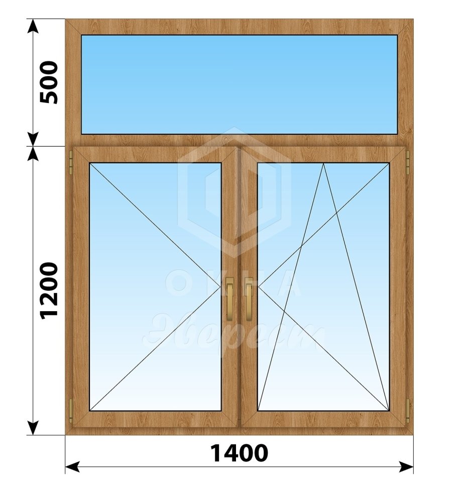Трехстворчатое окно с фрамугой 2100