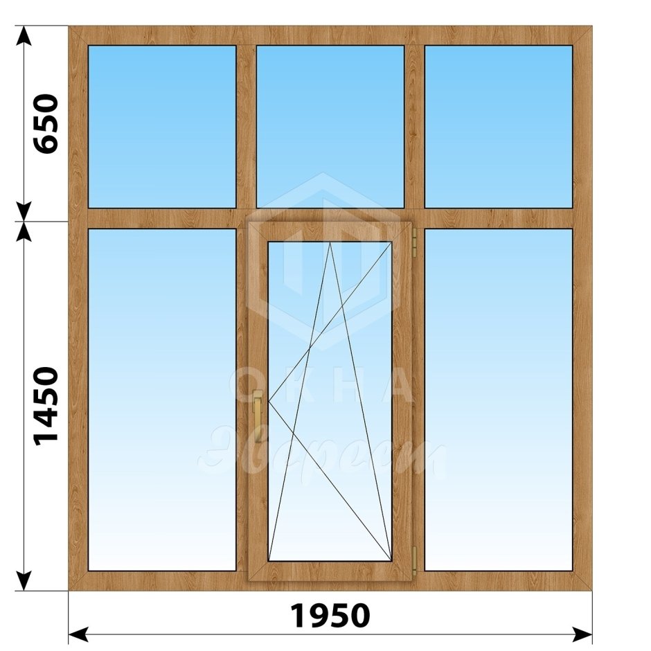 Пластиковое окно двустворчатое с фрамугой 110*190 см