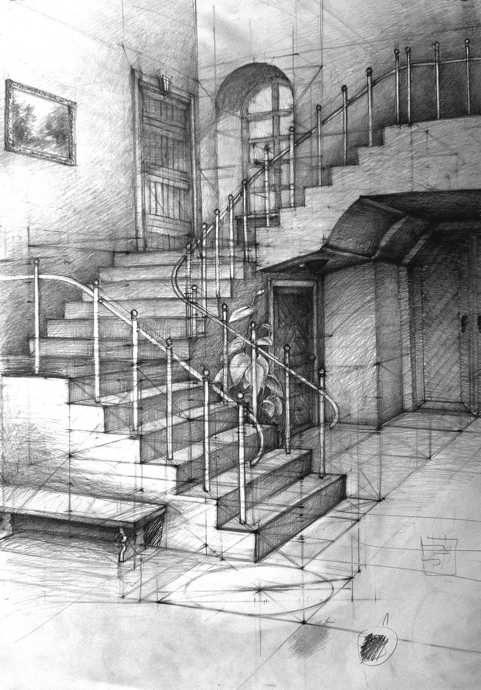 Винтовая лестница в перспективе