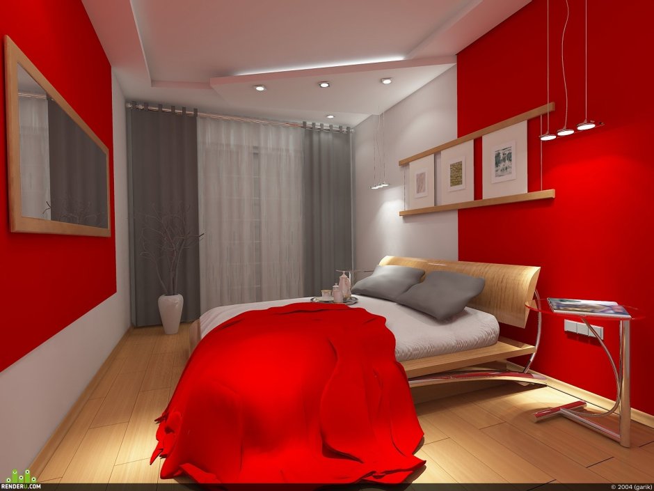 Красивая спальня красная