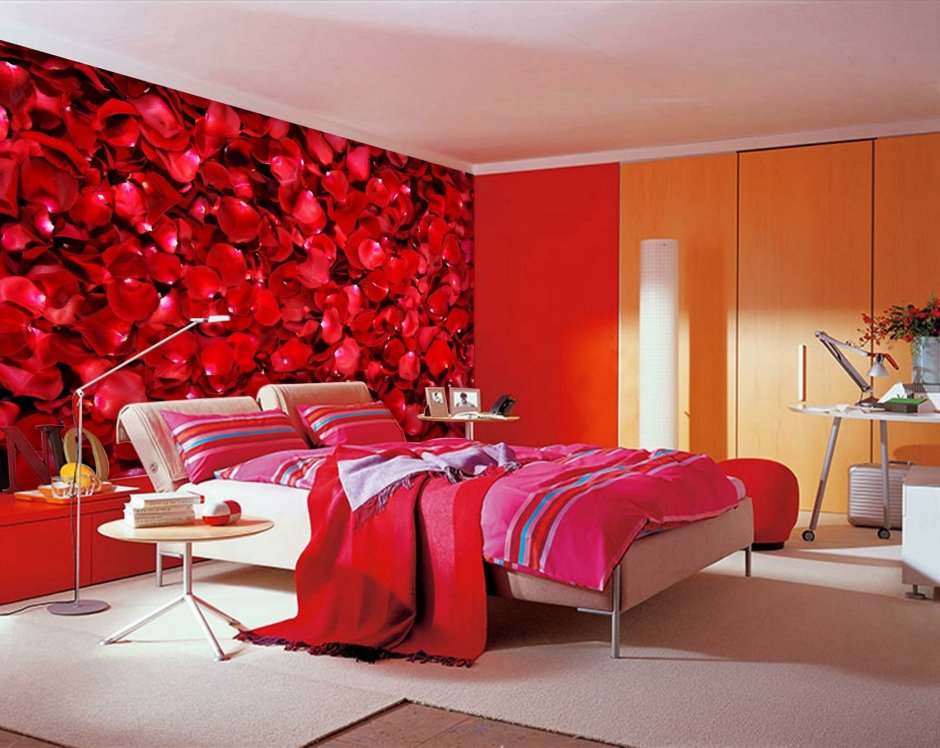Спальня в бело Красном стиле