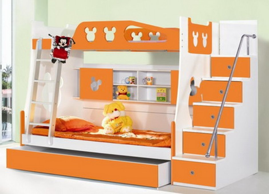Двухъярусная кровать оранжевая