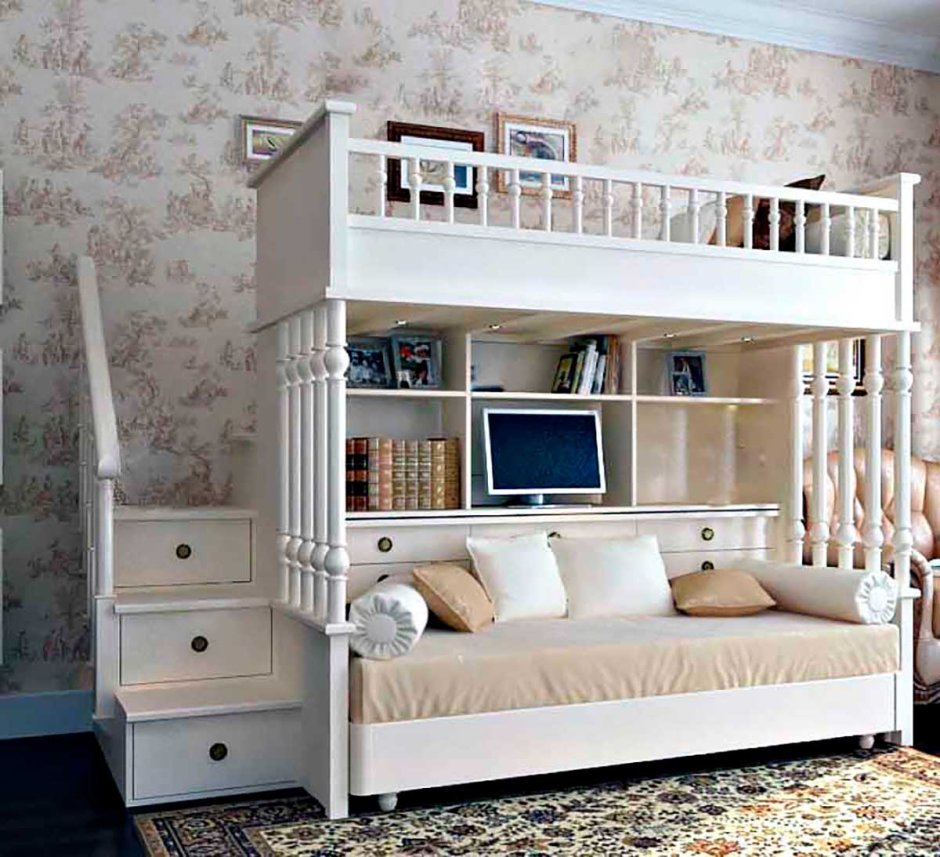 Двухэтажная кровать с диваном