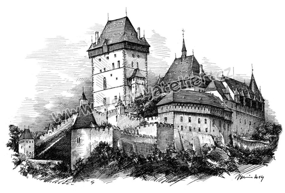 Схема замка Карлштейн, Прага, Чехия