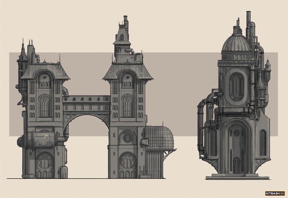 Архитектура Gothic Steampunk арт