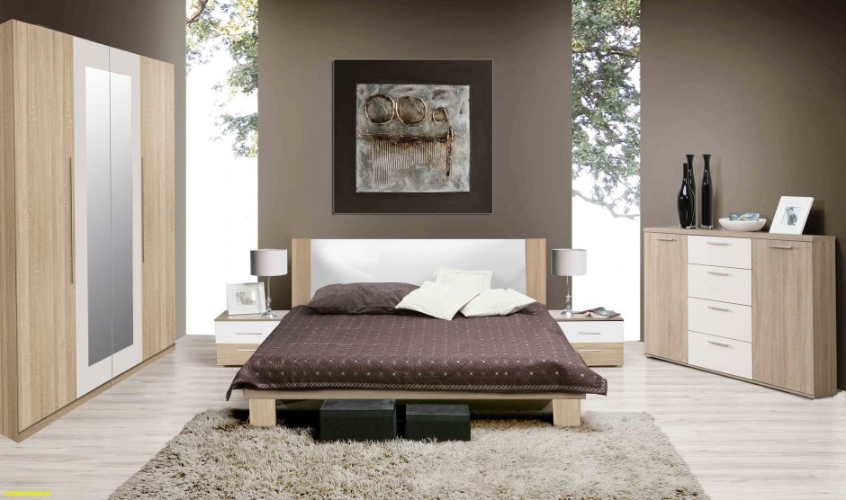Спальня с мебелью дуб сонома