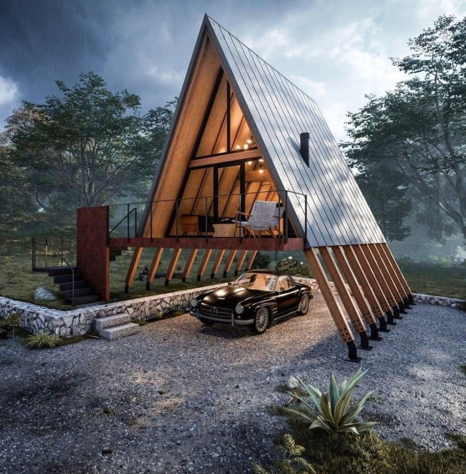 Треугольные домики с мансардой,интерьер