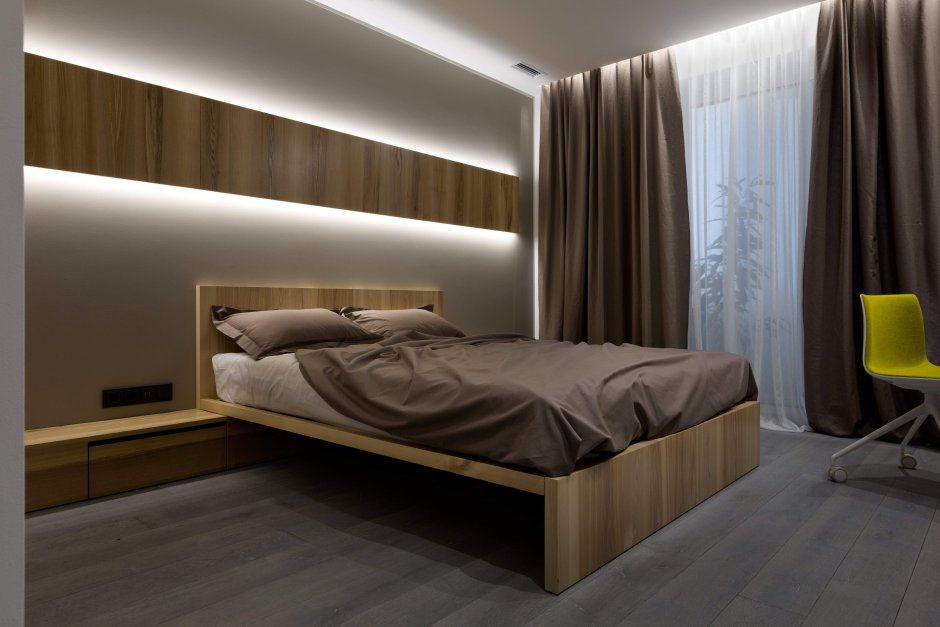 Спальная кровать в стиле хайтек