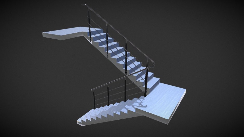 Спиральная бетонная лестница 3ds Max