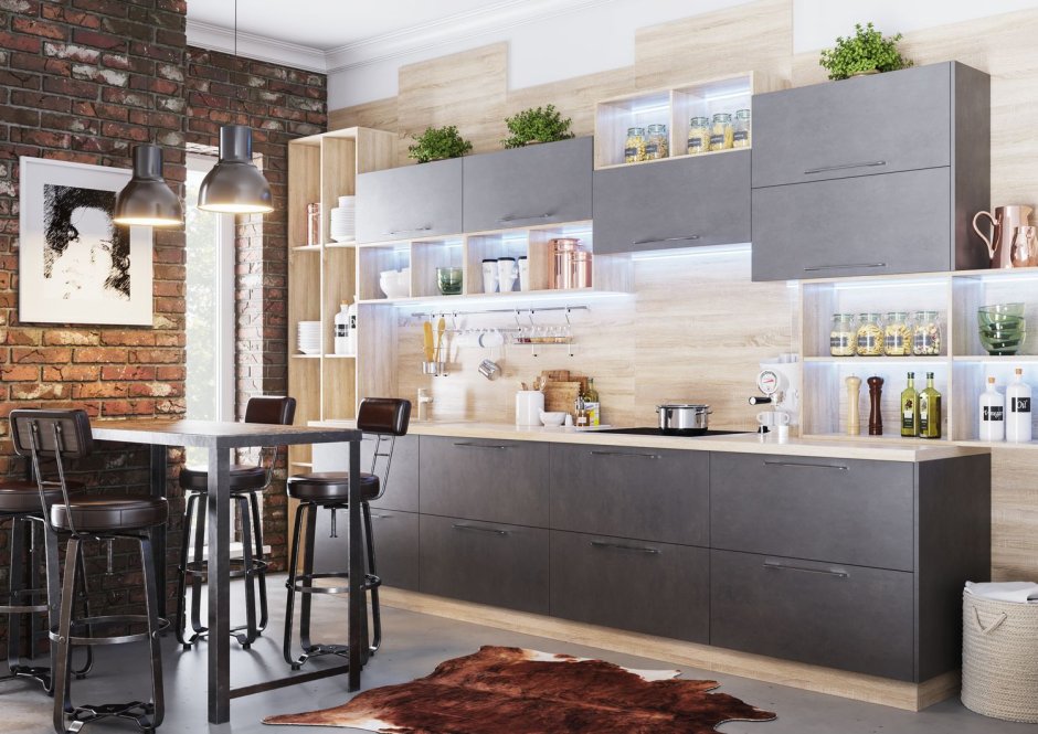 SV мебель кухня лофт серый бетон