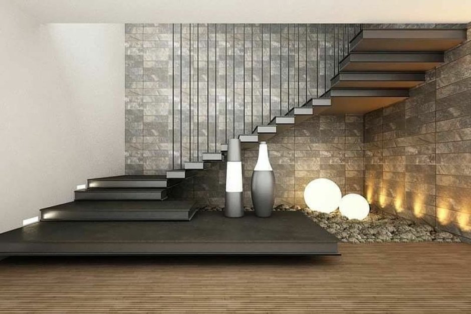 Лестница в современном стиле из камня