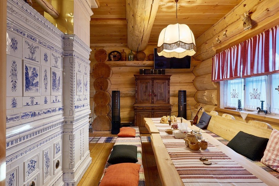 Бревенчатый дом в стиле русская изба
