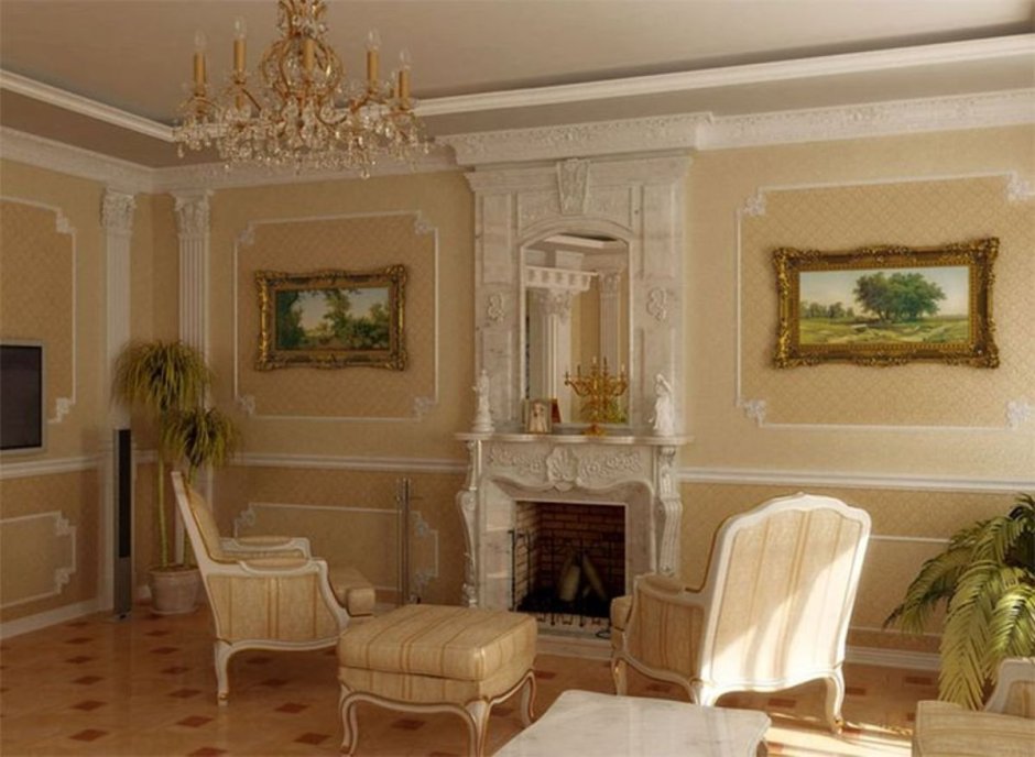 Интерьер гостиной в стиле рококо