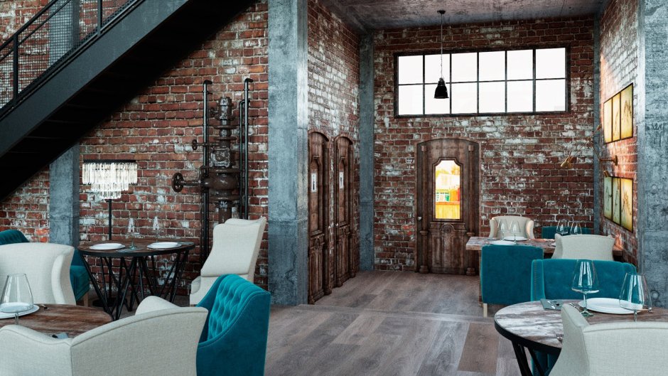 Интерьер в стиле лофт фон