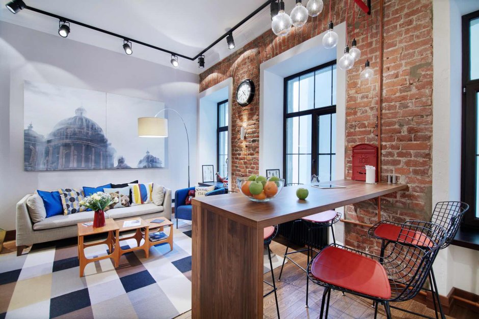 Спальня в черных тонах в стиле лофт