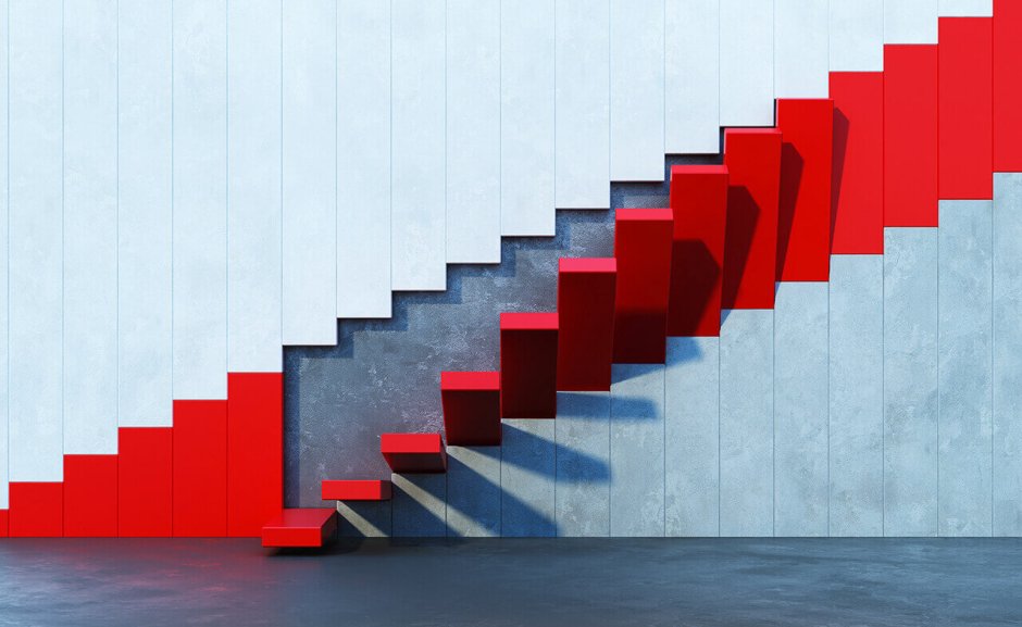 Обои абстракция лестница из квадратов вверх или вниз