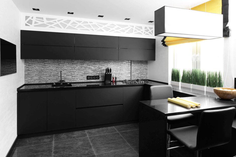 Дизайн кухни в черно белом стиле
