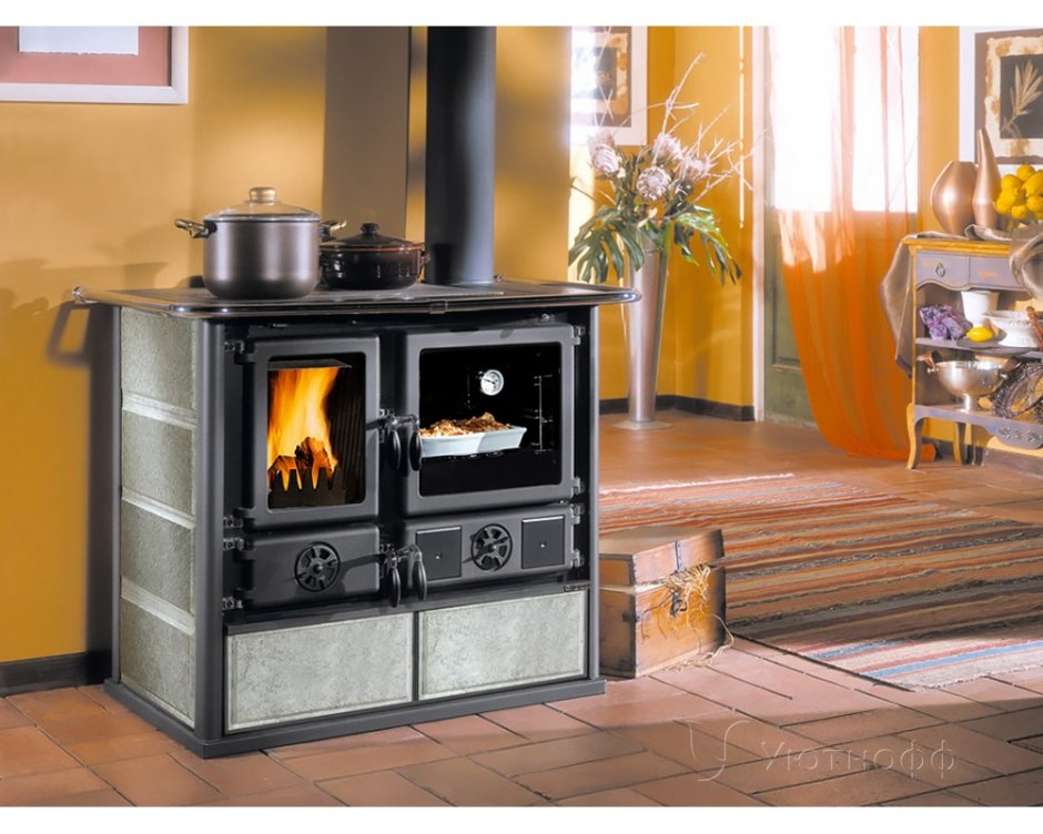 Prity Wood Burning Cooking Stove Cast Iron Top Oven Cooker Solid fuel log Burner 10kw