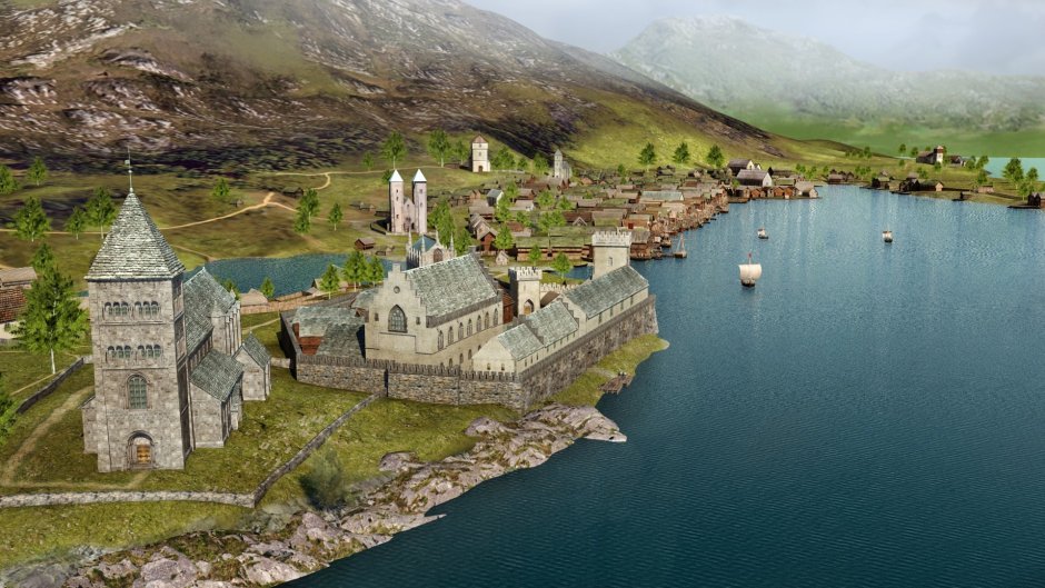 Чёрно белая картинка крепость Акерсху в Норвегии